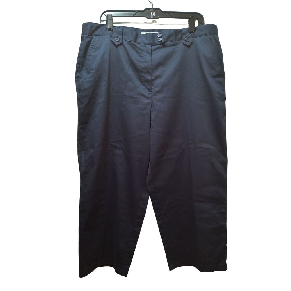 Sag Harbor Capri Pants Womens Navy Blue 16 Comfort Waist Cropped 36x22.5